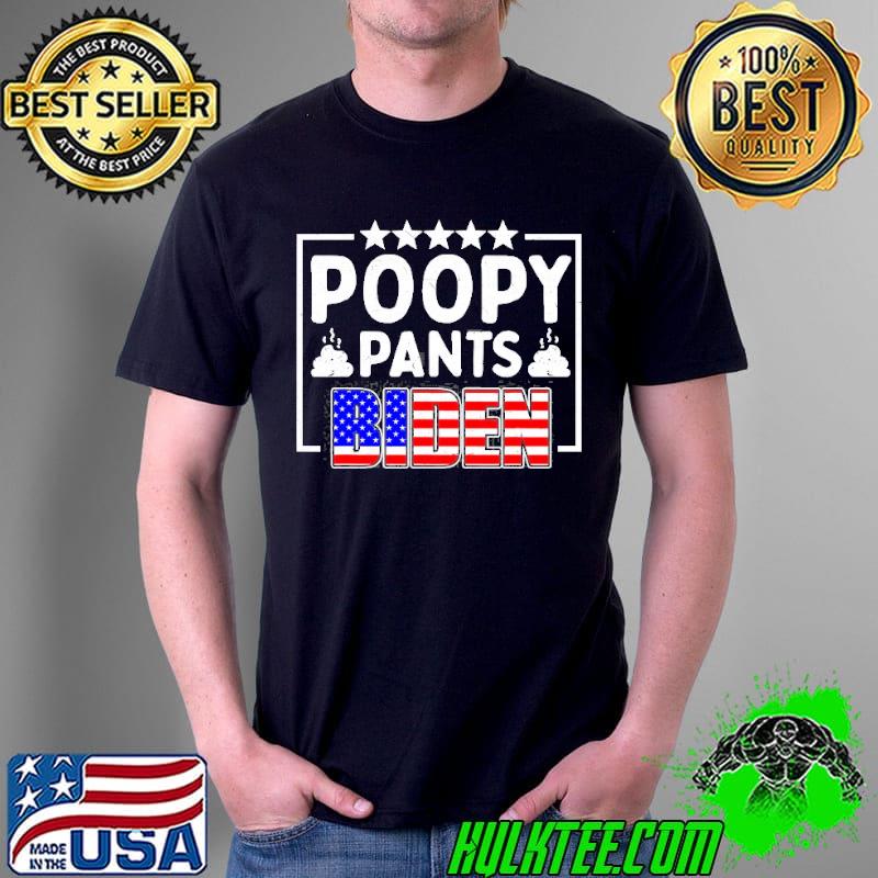 Funny poopy pants Biden bathroom accident American flag shirt
