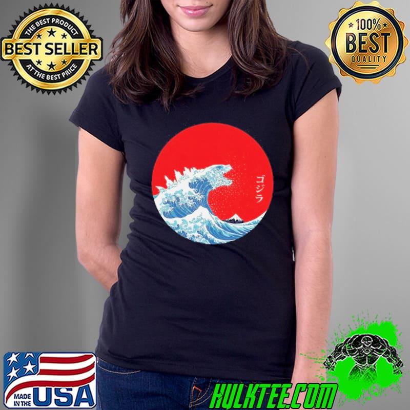 Godzilla in the great wave off kanagawa art Ladies Tee Godzilla in the great wave off kanagawa art Ladies Tee