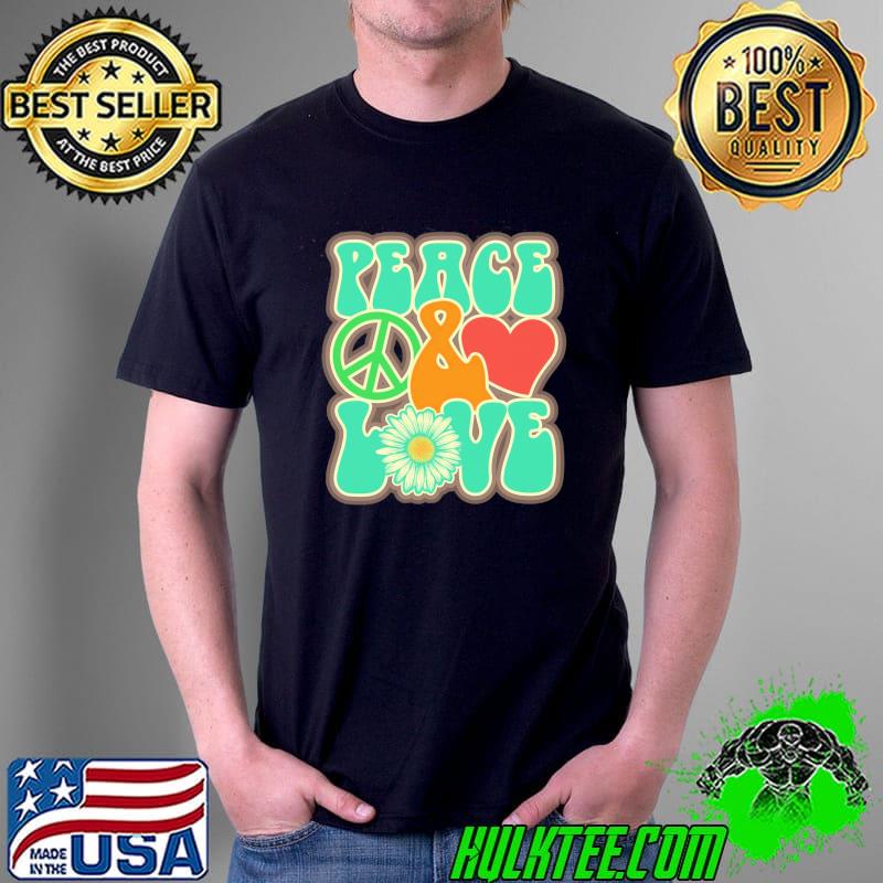 Green style peace and love hippie shirt