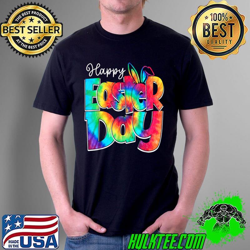Happy Easter Day Tie Dye Bunny Rabbit Face Funny Women Girls T-Shirt