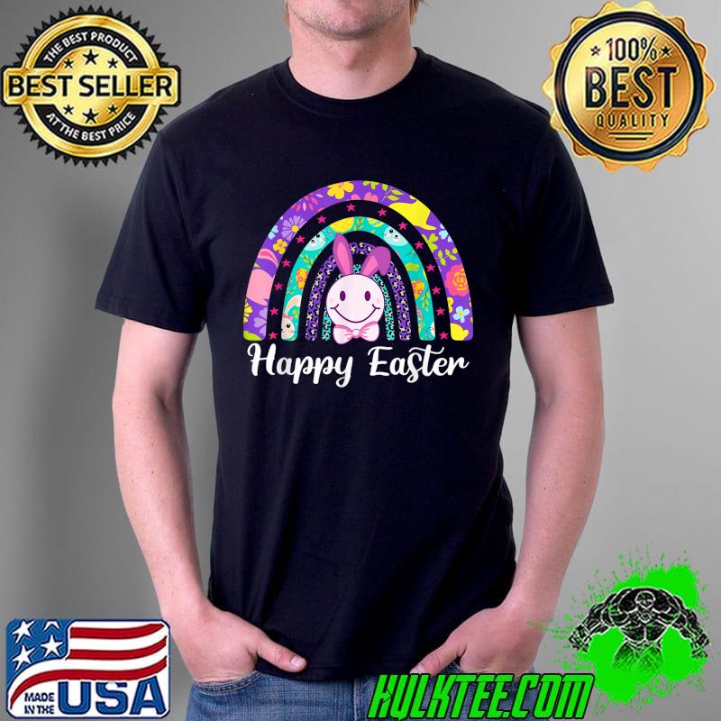 Happy Easter Rainbow Bunny With Leopard For Easter Day T-Shirt