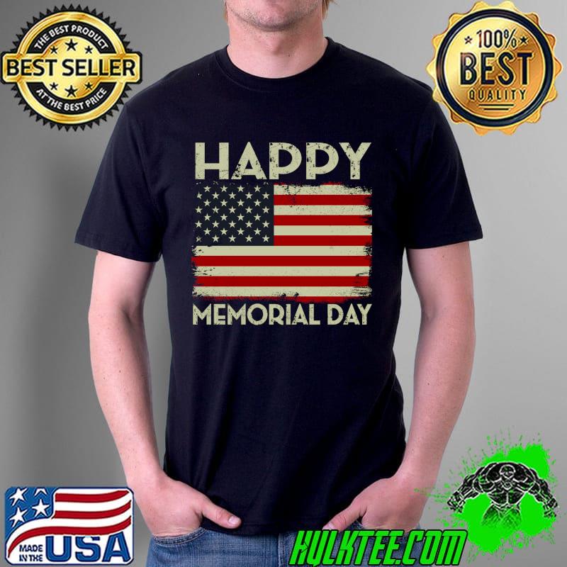 Happy Memorial Day USA Flag American Patriotic Armed Forces T-shirt