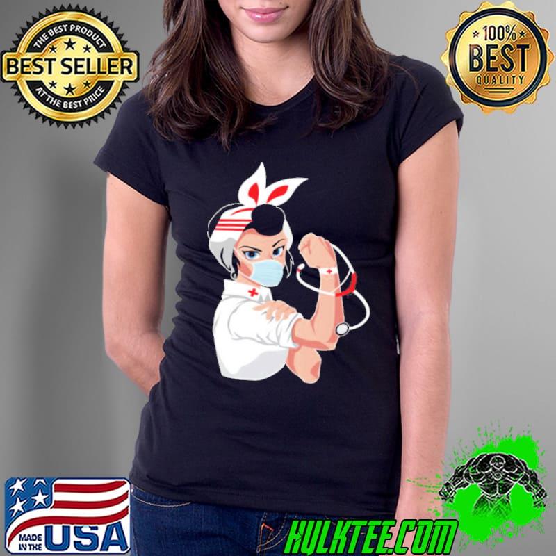 Healthcare worker we can do it rosie the riveter wearing mask Ladies Tee Healthcare worker we can do it rosie the riveter wearing mask Ladies Tee