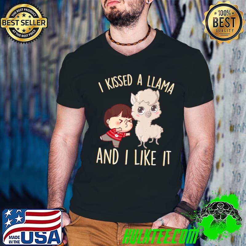 I Kissed A Llama And I Like It Animal Cute Llama Premium T-Shirt