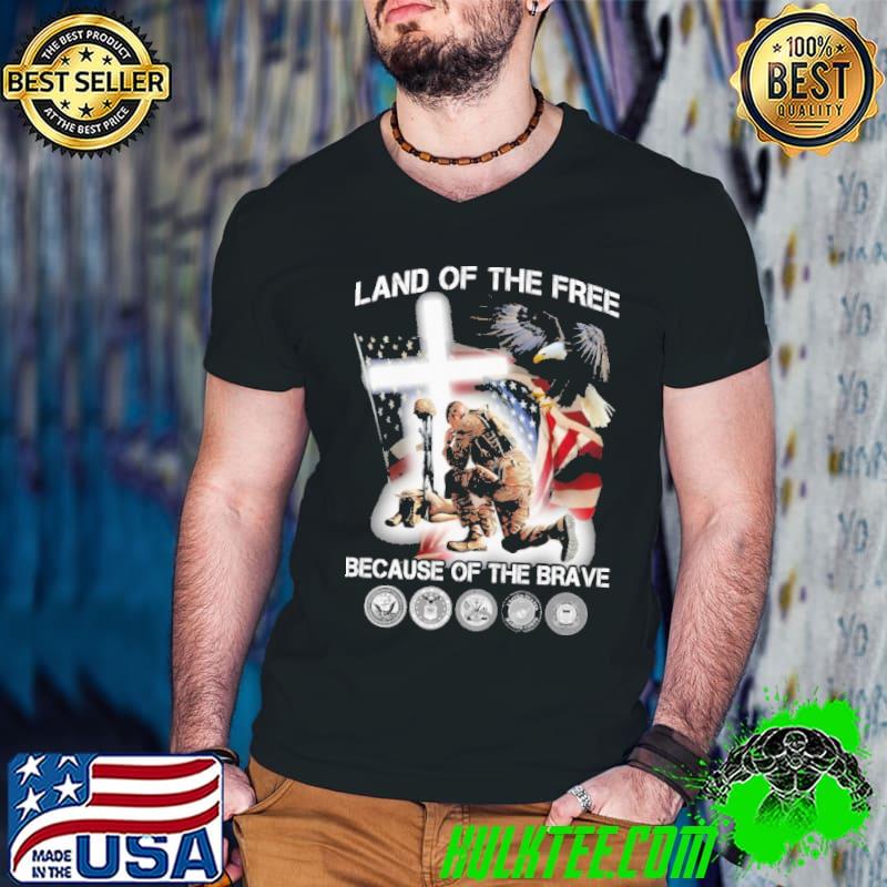 Land Of the Free Because Of the Brave Soldier Shirt Guys V Neck Land Of the Free Because Of the Brave Soldier Shirt Guys V Neck
