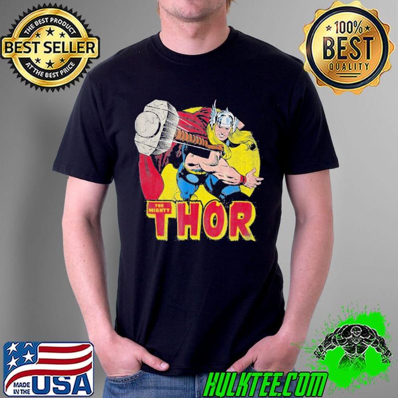 Marvel mighty Thor hammer throw vintage graphic gift shirt