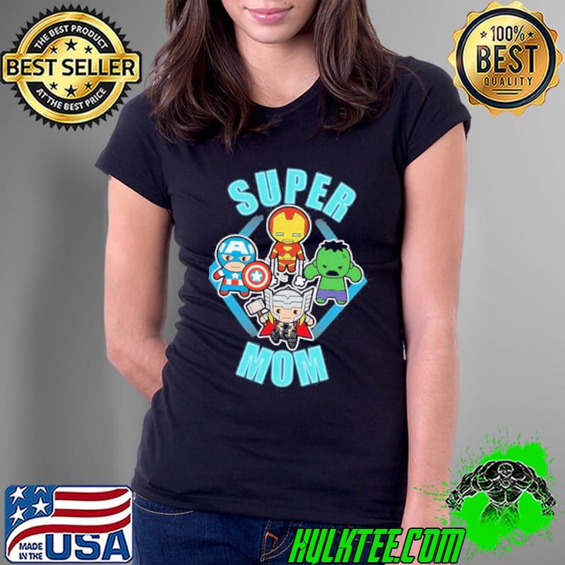 Marvel mothers day kawaiI team super mom graphic Ladies Tee Marvel mothers day kawaiI team super mom graphic Ladies Tee