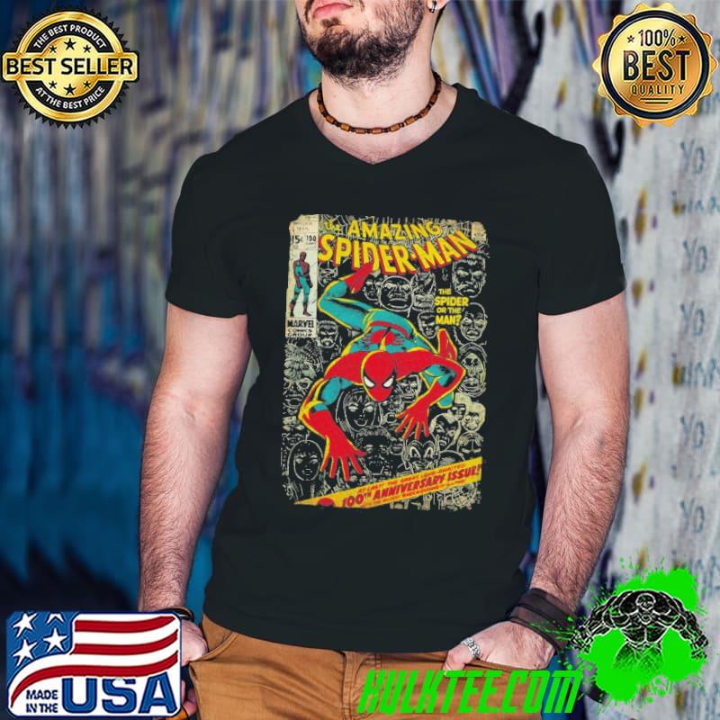 Marvel spiderman comic book anniversary graphic Guys V Neck Marvel spiderman comic book anniversary graphic Guys V Neck