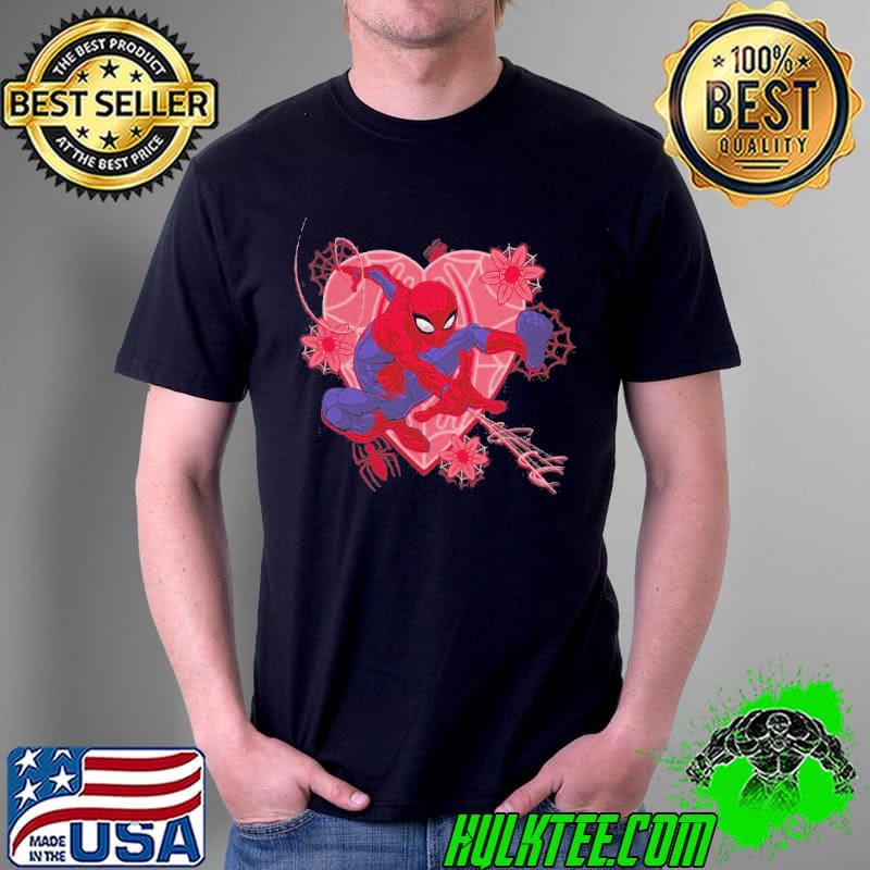 Marvel spiderman hearts and flowers shirt