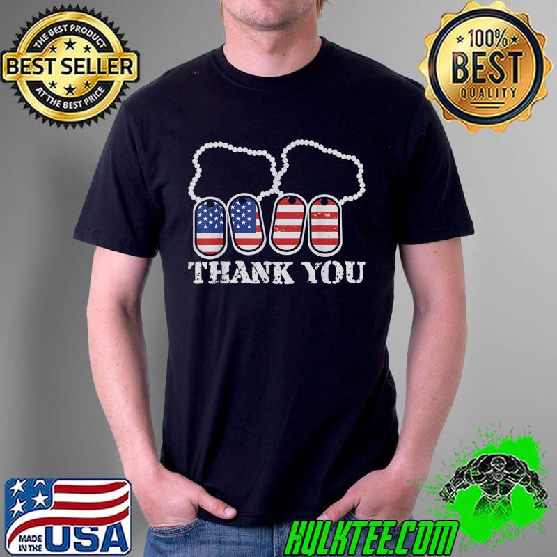 Memorial Day Military Dog Tags Thank You Mens Womens Kids T-Shirt