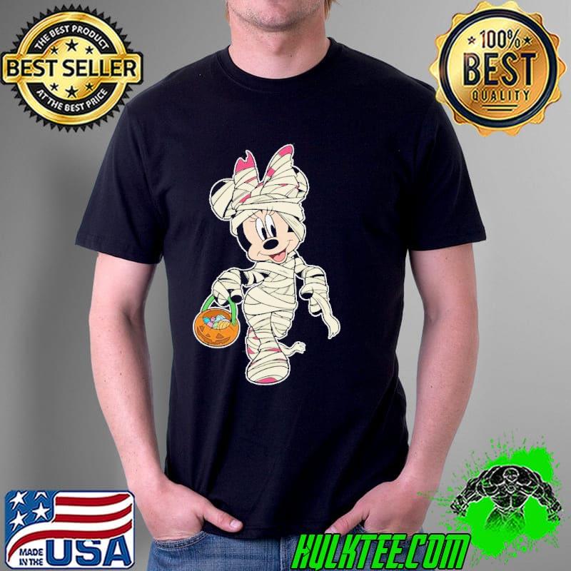 Minnie mouse mummy with pumpkin basket gift shirt