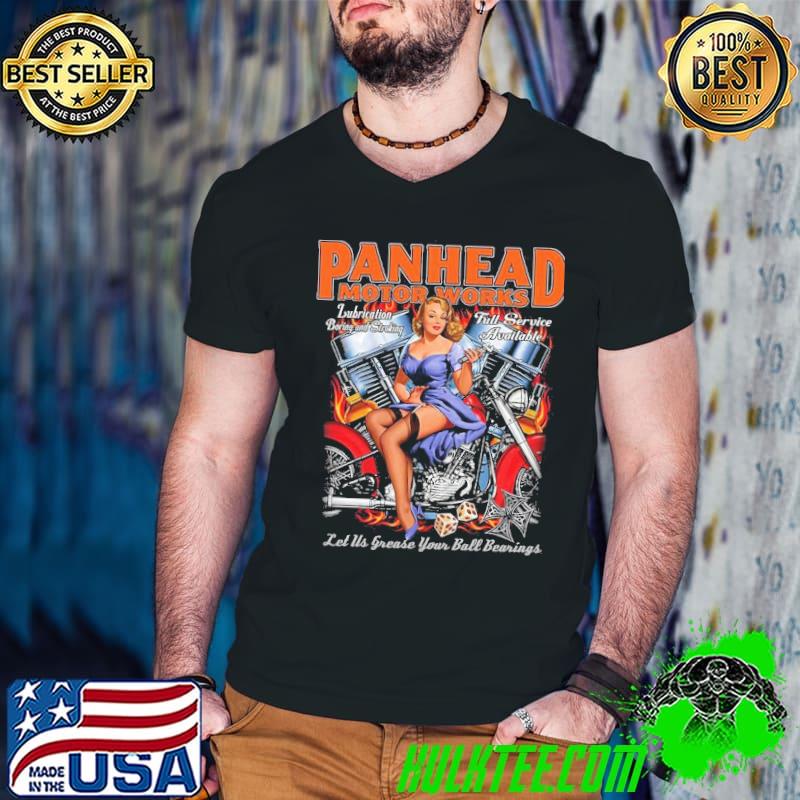 Panhead motor works sexy girl shirt