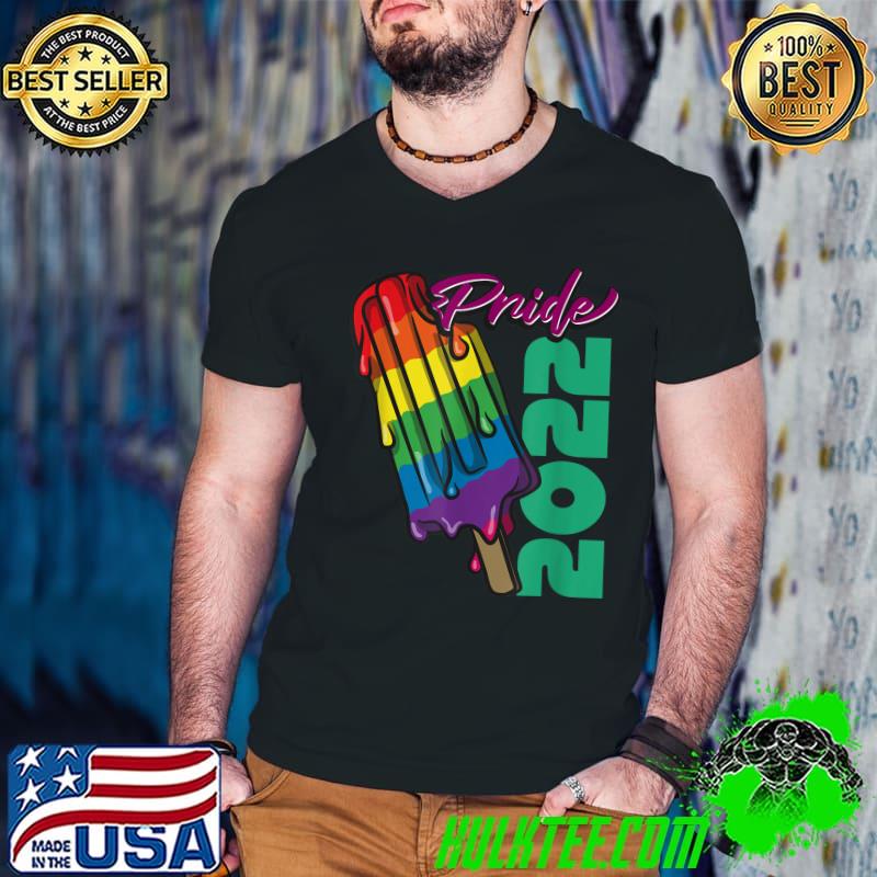 Pride 2022 Rainbow Ice Pride T-Shirt Guys V Neck Pride 2022 Rainbow Ice Pride T-Shirt Guys V Neck