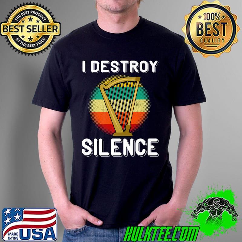 Retro Destroy Silence Harp Player Harpist Instrumentalist Premium T-Shirt