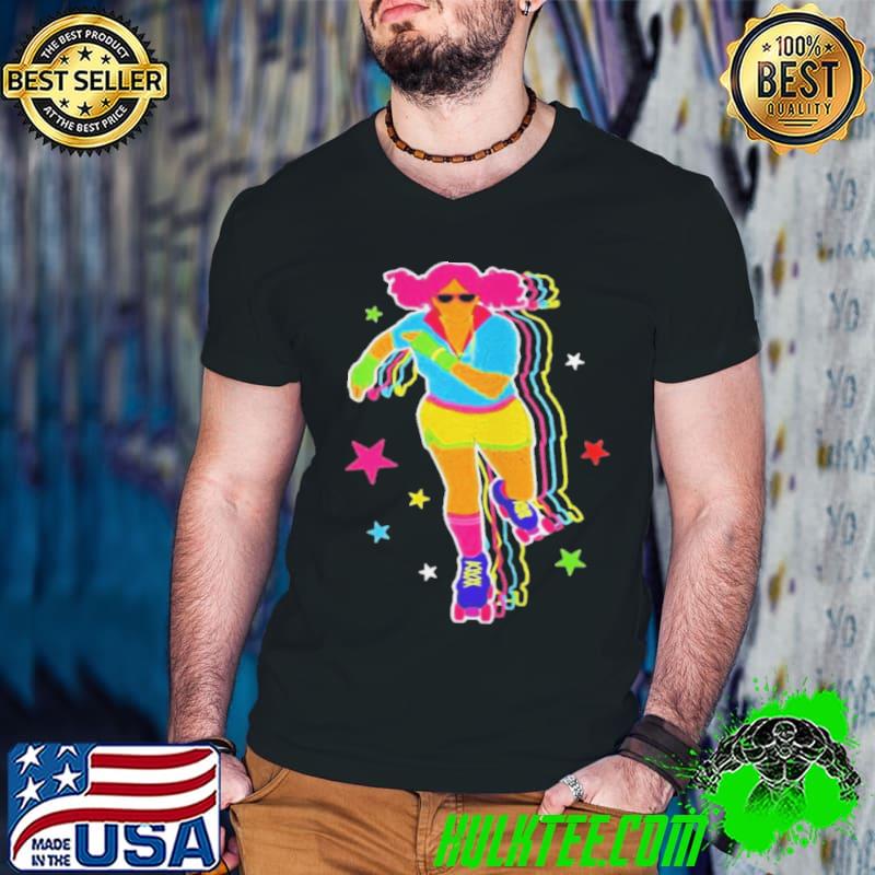 Roller skating derby 70's 80's skater afro girl shirt