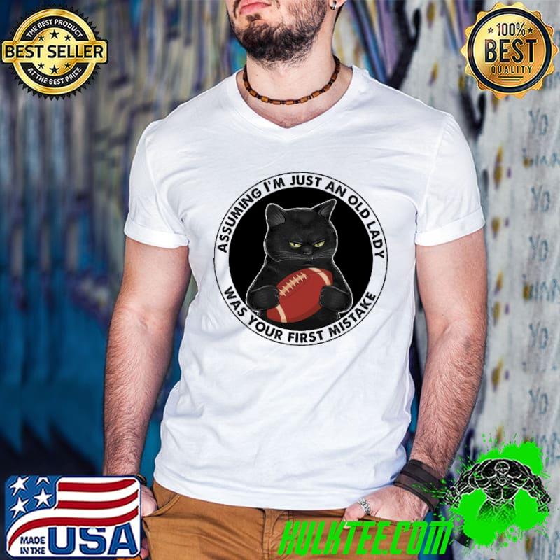 Rugby Assuming I'm Just an old lady was your first mistake cat shirt