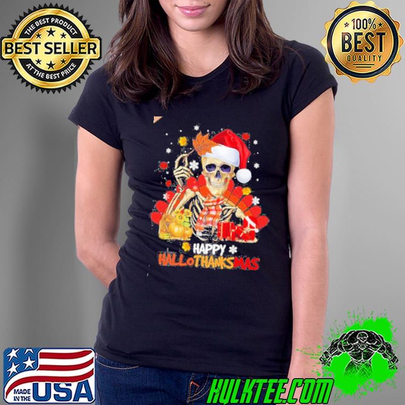 Skull thankgiving merry christmas Ladies Tee Skull thankgiving merry christmas Ladies Tee