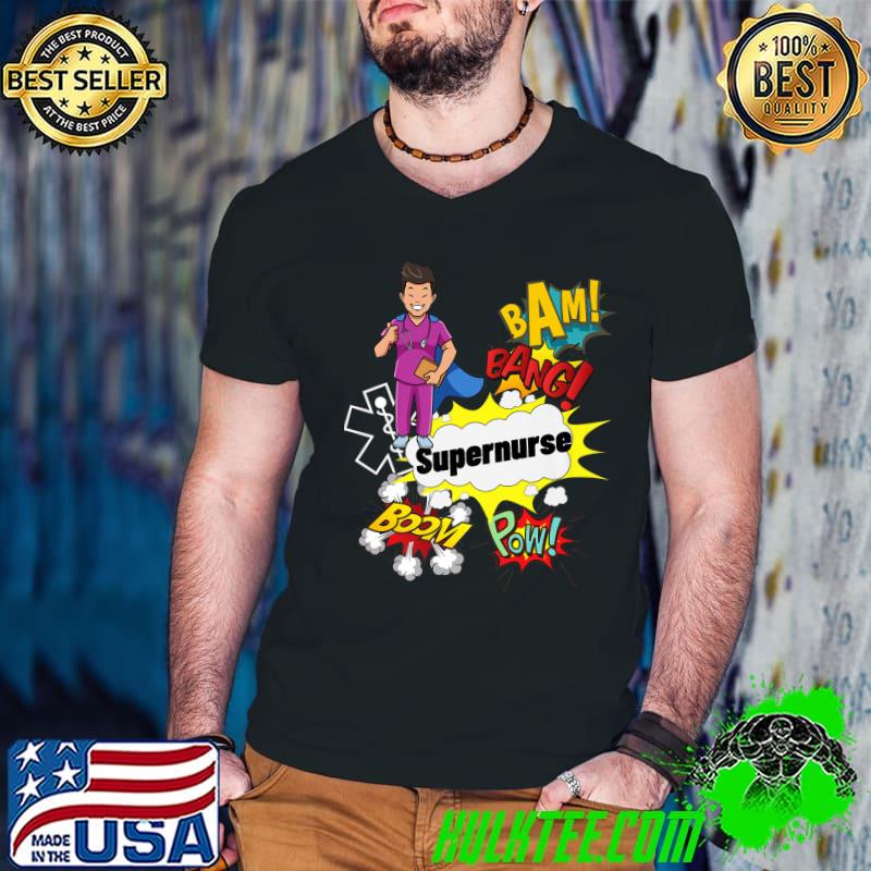 Supernurse Comic Superhero Asian Style RN Male Nursing Gift Premium T-Shirt
