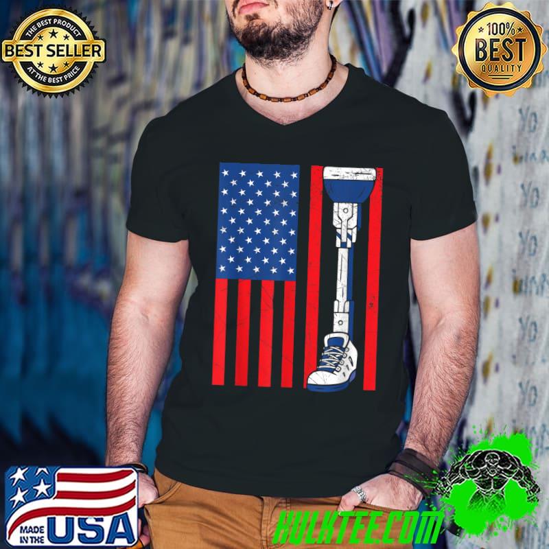 USA Flag Amputee Amputation Prosthetics America Surgery T-Shirt