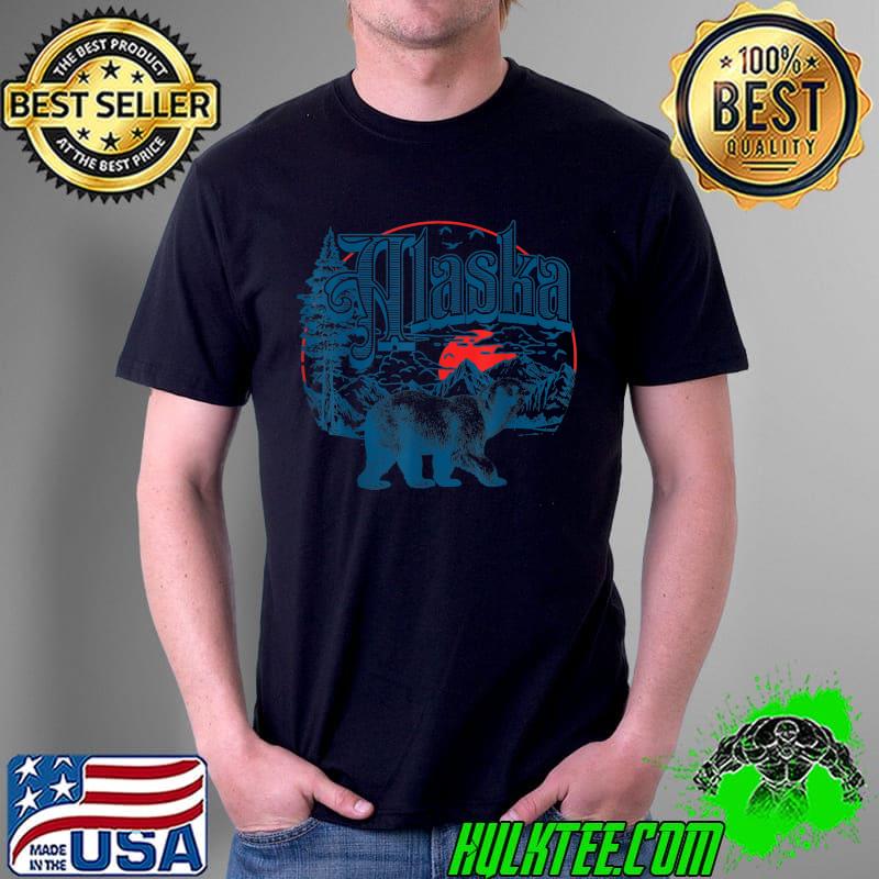 Vintage Alaska Outdoor Retro Polar Bear & Mountains Hiking T-Shirt