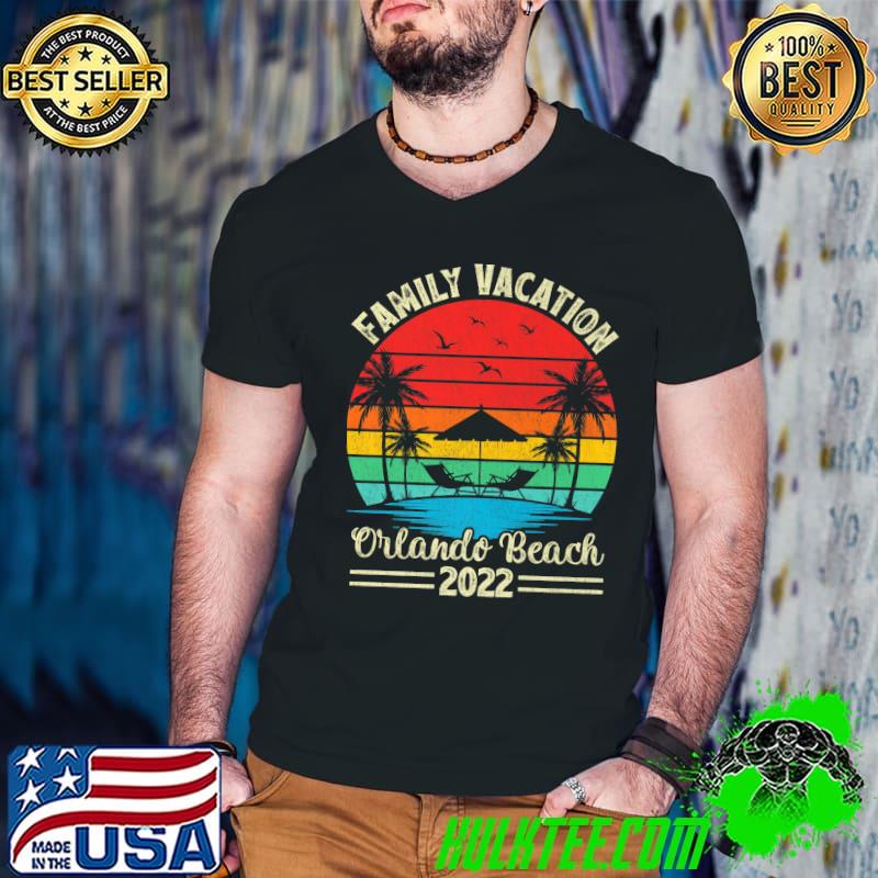Vintage Retro Family Vacation 2022 Florida Orlando Beach Premium T-Shirt Guys V Neck Vintage Retro Family Vacation 2022 Florida Orlando Beach Premium T-Shirt Guys V Neck