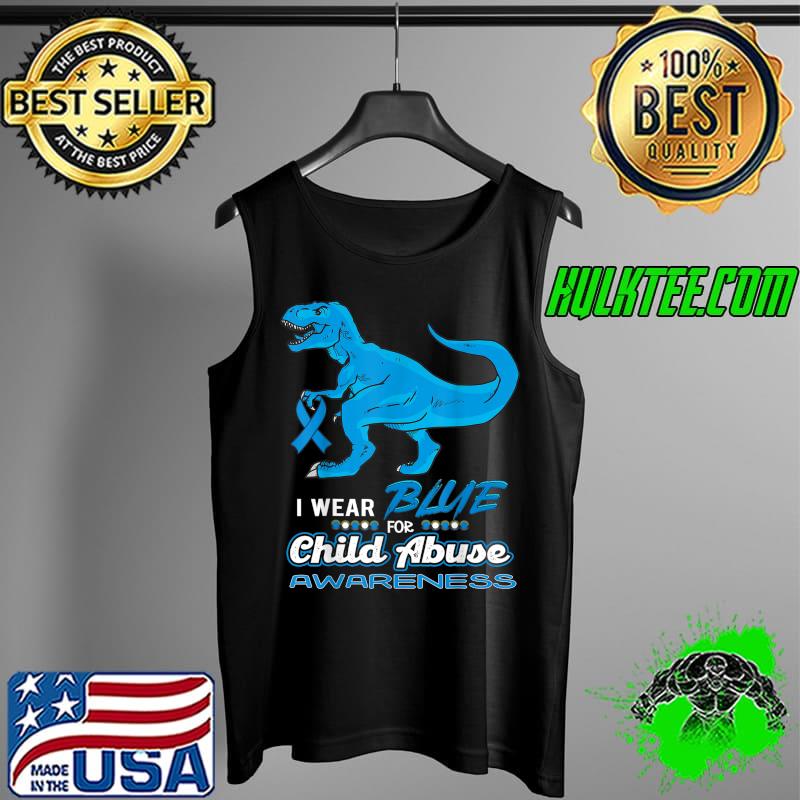 Wear Ribbon Blue Child Abuse Awareness Ribbon Dinosaur T-Shirt Tank Top Wear Ribbon Blue Child Abuse Awareness Ribbon Dinosaur T-Shirt Tank Top
