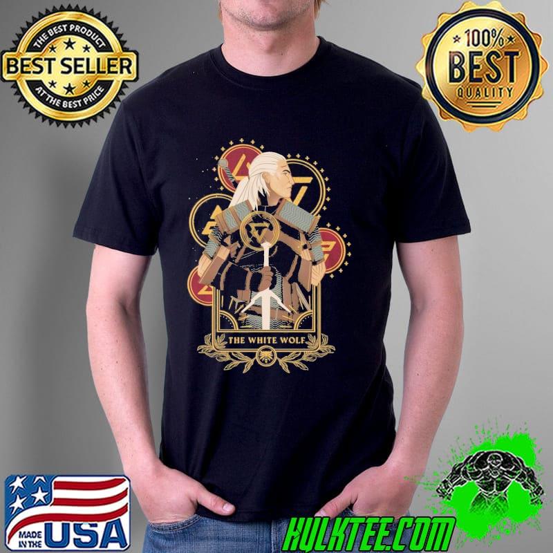 Witcher white wolf tarot card shirt
