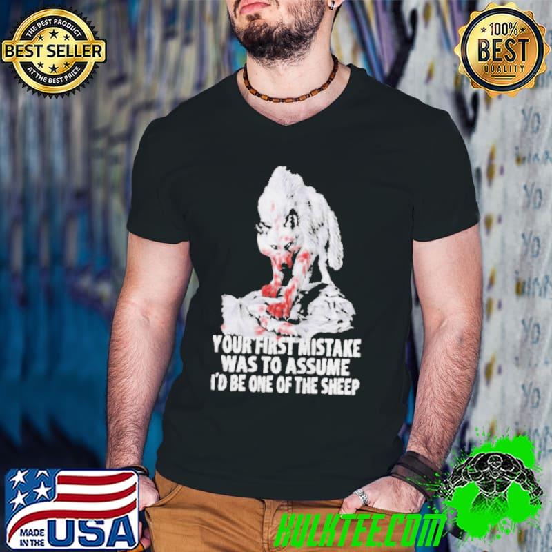 Wolf your first mistake was to assume I'd be one of the sheep Guys V Neck Wolf your first mistake was to assume I'd be one of the sheep Guys V Neck