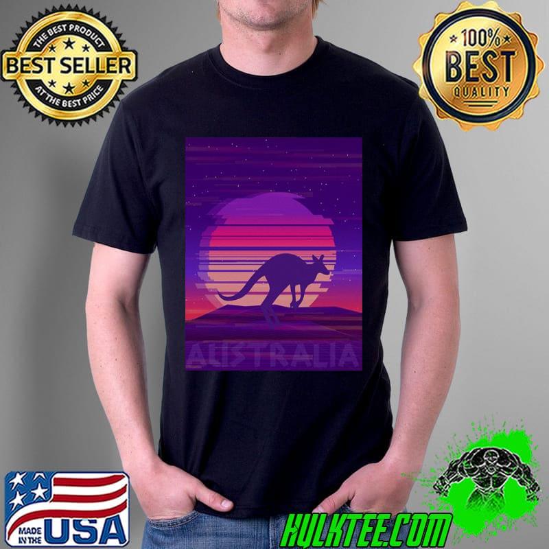 Australia kangaroo 70s retro sunset shirt