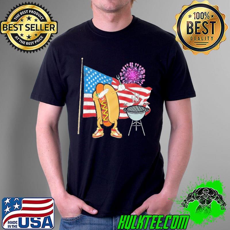 Dabbing hot dog grilling fourth of july for hot dog lover short sleeve shirt