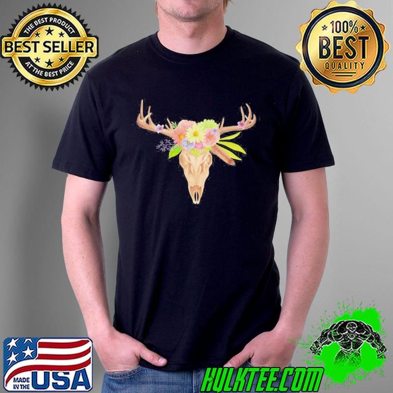 Deer skull with flowers shirt