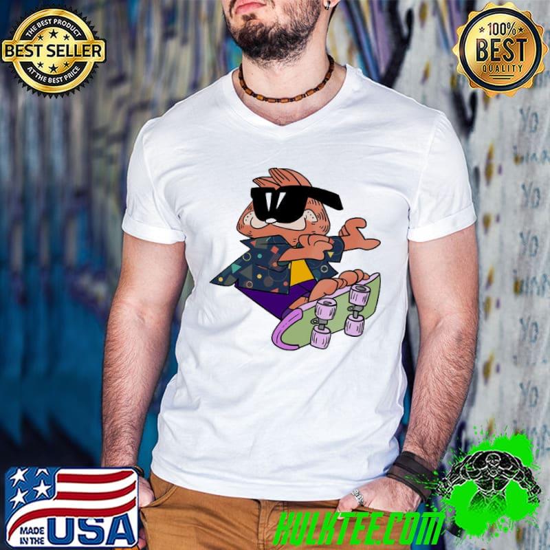 Epic 90s garfield skateboard meme art shirt