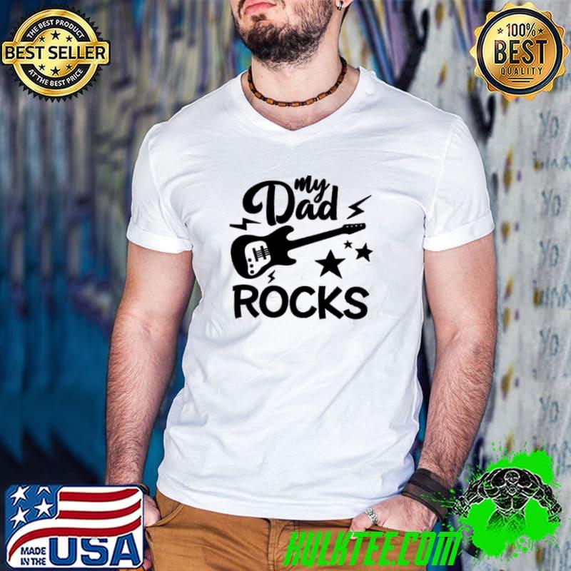 Funny my dad rocks happy father's day Guys V Neck Funny my dad rocks happy father's day Guys V Neck
