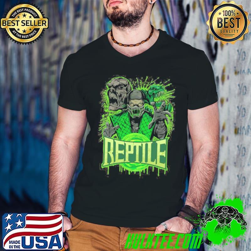Green design of reptile mortal kombat shirt