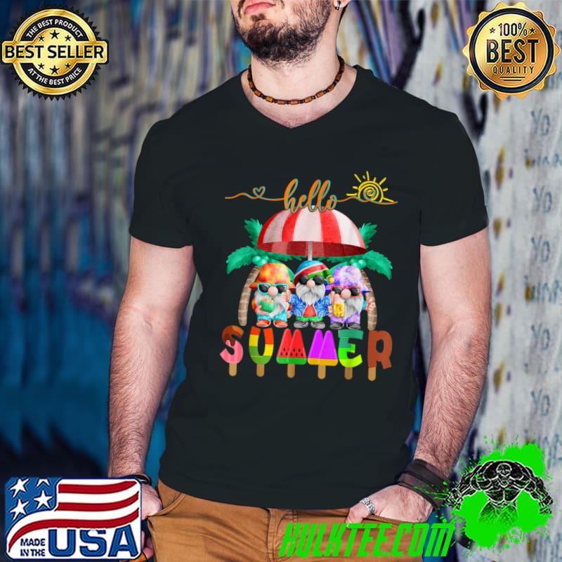 Hello Summer Gnome Funny Beach Summer Vacation T-Shirt