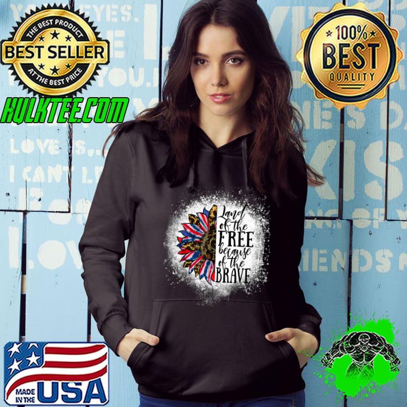 Land Of The Free Because The Brave Leopard Tie Dye Sunflower T-Shirt