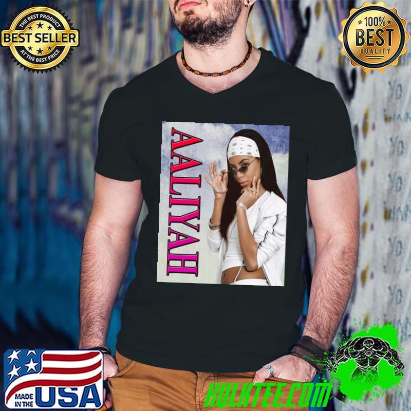 Light background aaliyah singer shirt