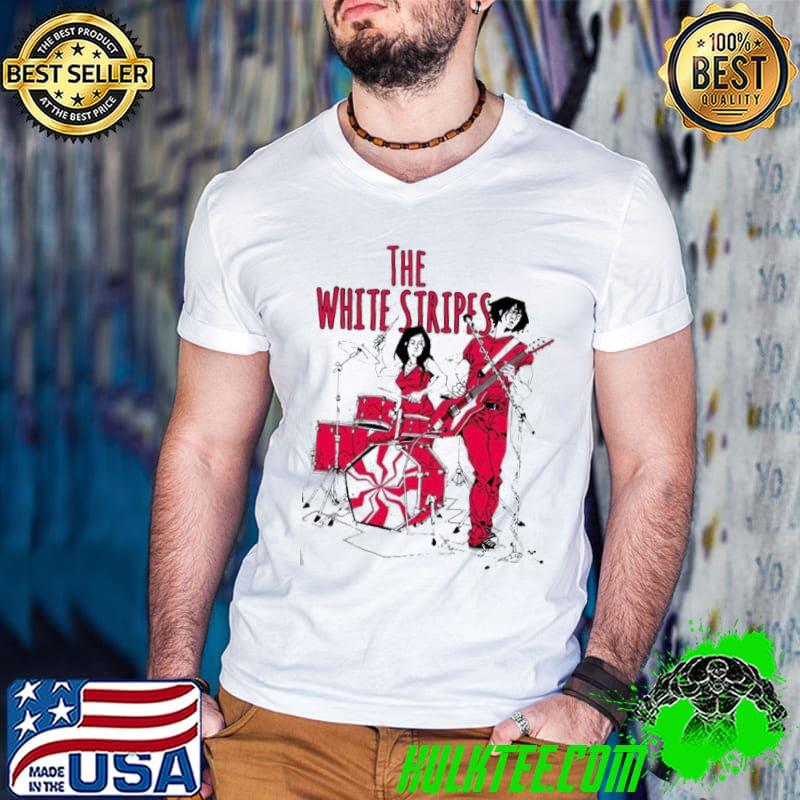Red black style the white stripes shirt
