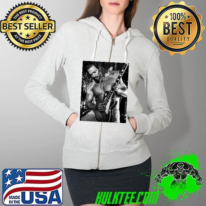 Sexy jason momoa playing guitar hooded shirt