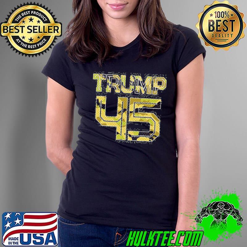 Trump 45 camo jersey style letters Ladies Tee Trump 45 camo jersey style letters Ladies Tee