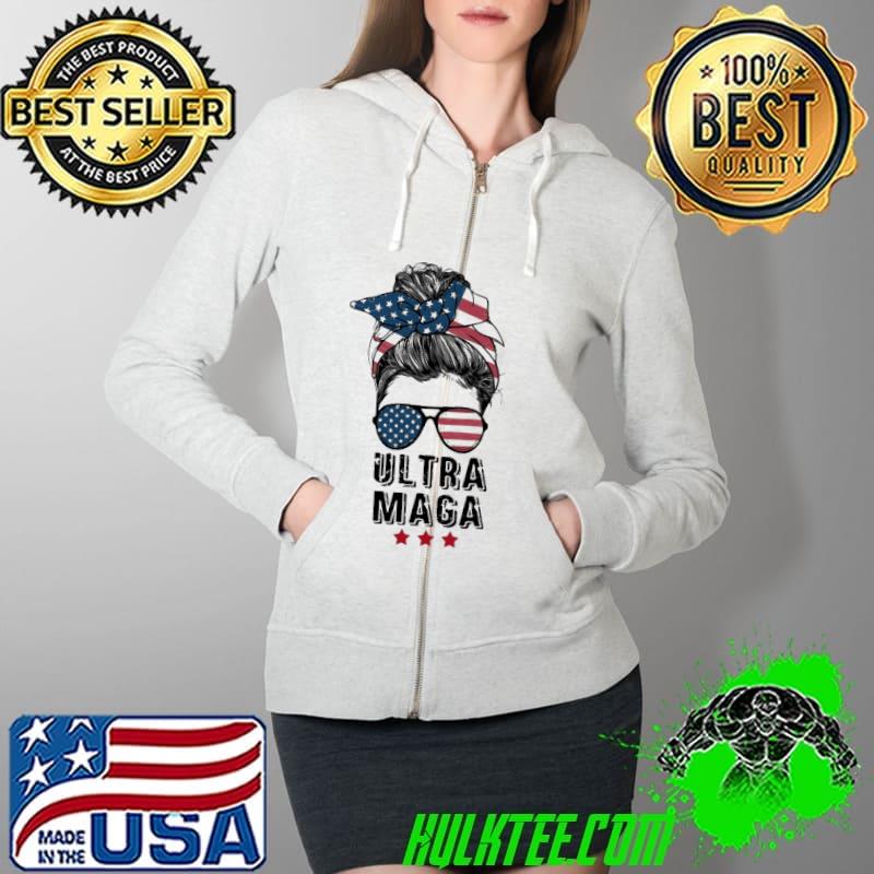 Ultra Maga Mega Messy Bun American Flag Shirt