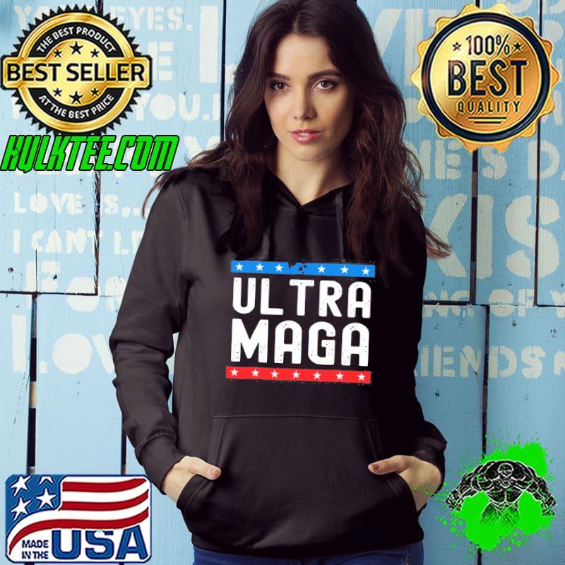 Ultra maga Trump Biden messy buns usa flag patriotic Hoodie Ultra maga Trump Biden messy buns usa flag patriotic Hoodie