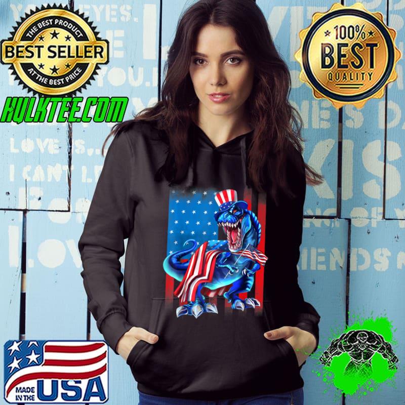 4th of July Dinosaur T Rex American Flag Independence Day T-Shirt Hoodie 4th of July Dinosaur T Rex American Flag Independence Day T-Shirt Hoodie