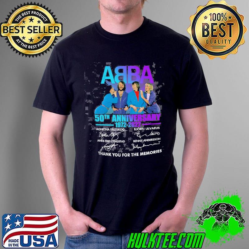 Abba band 50 years 19722022 signatures thank you for the memories shirt