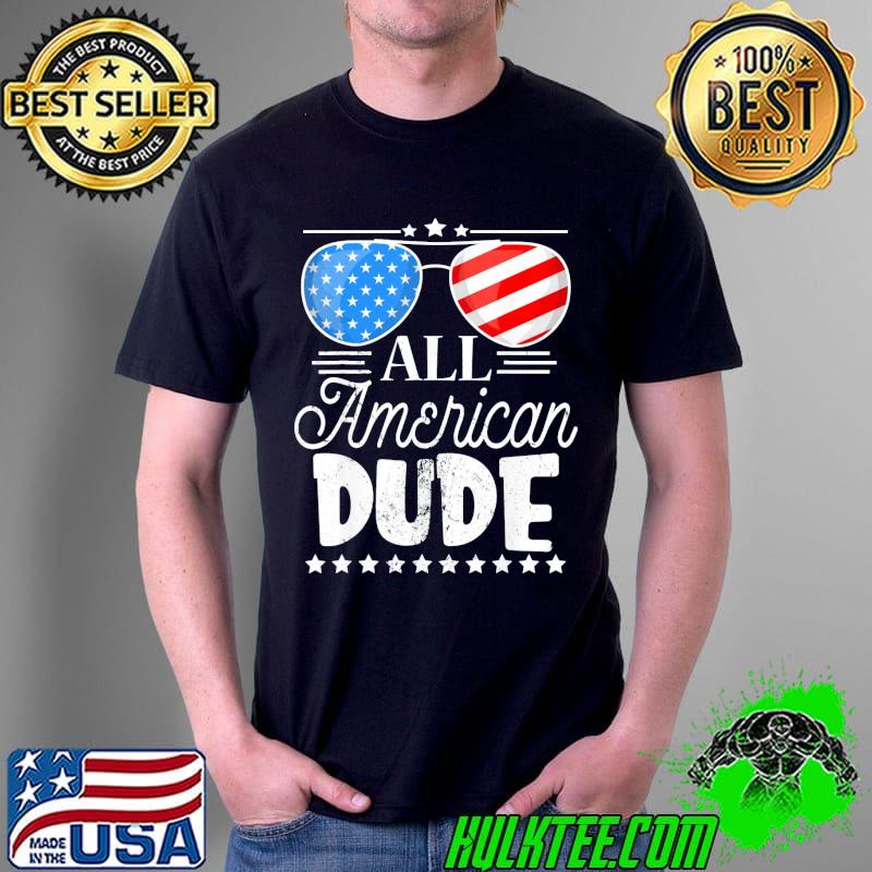 All American dude 4th of july sunglasses family shirt