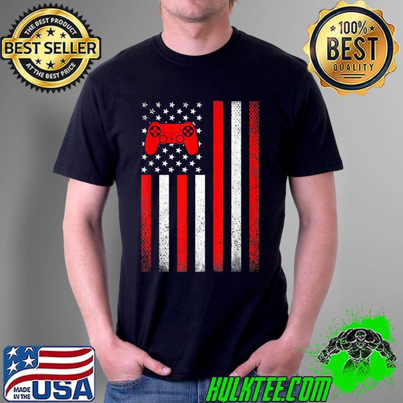 American Flag Vintage Video Game Flag Dad Mom Funny T-Shirt