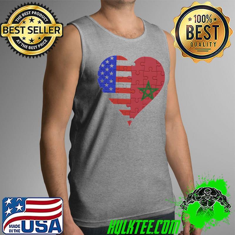 American moroccan flag united heart jigsaw puzzle shirt