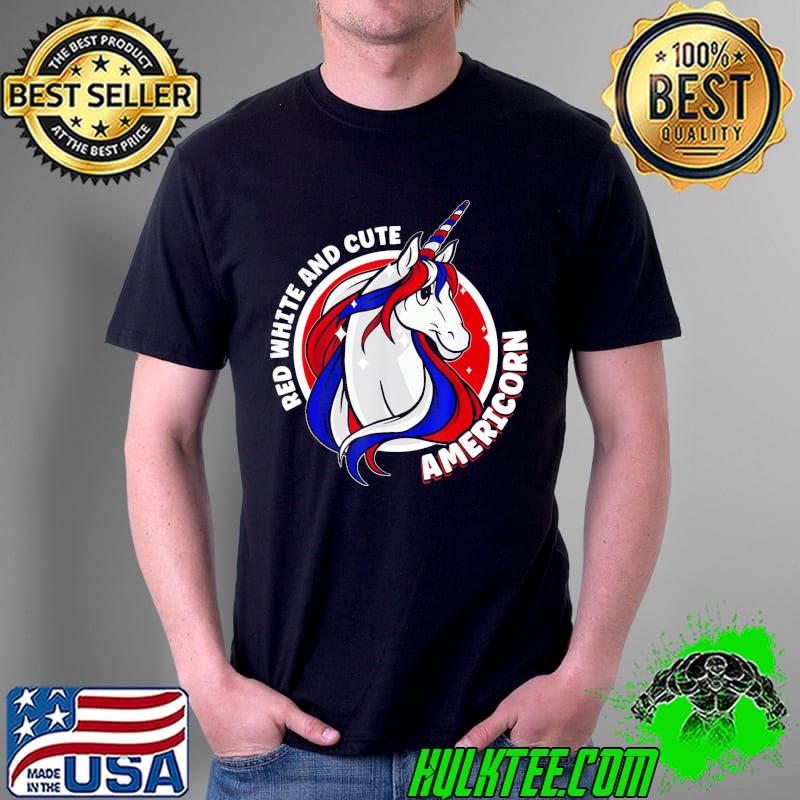 American unicorn 4th of july red white and cute americorn shirt