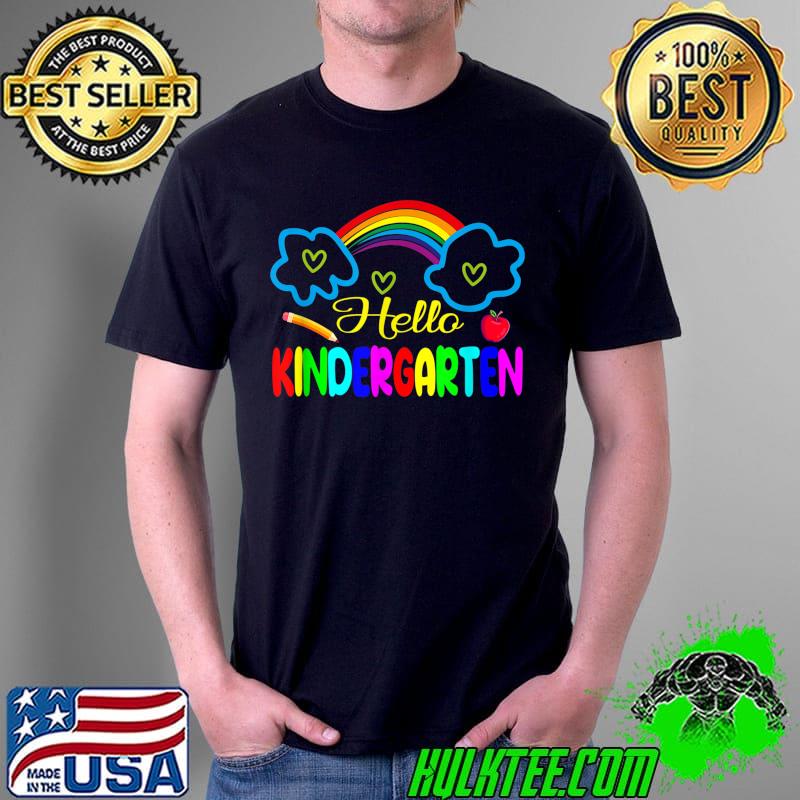 Back to School .Hello Kindergarten Rainbow for Kids Teascher T-Shirt