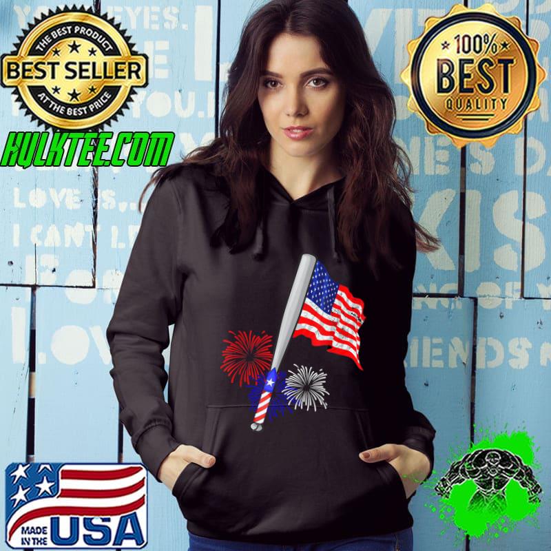 Baseball Bat American Flag Fireworks Baseball Player Lover T-Shirt Hoodie Baseball Bat American Flag Fireworks Baseball Player Lover T-Shirt Hoodie